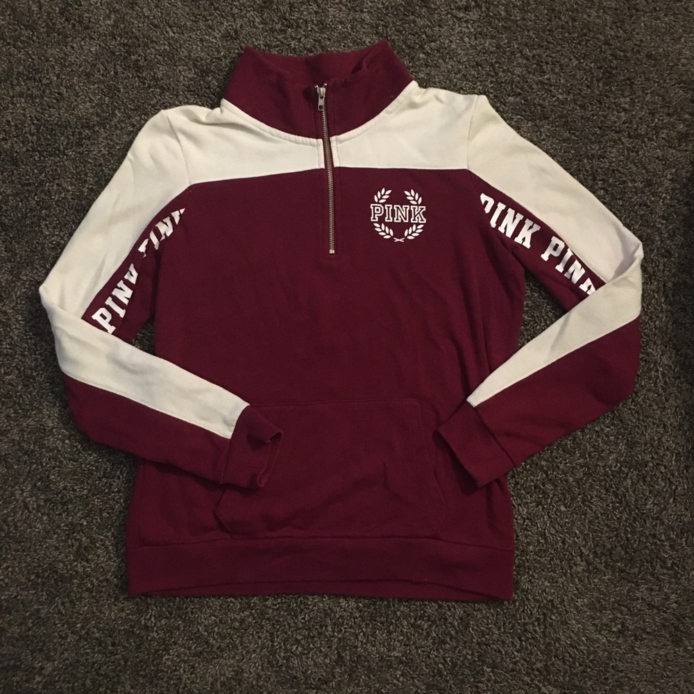 VS Pink Maroon Quarter-zip